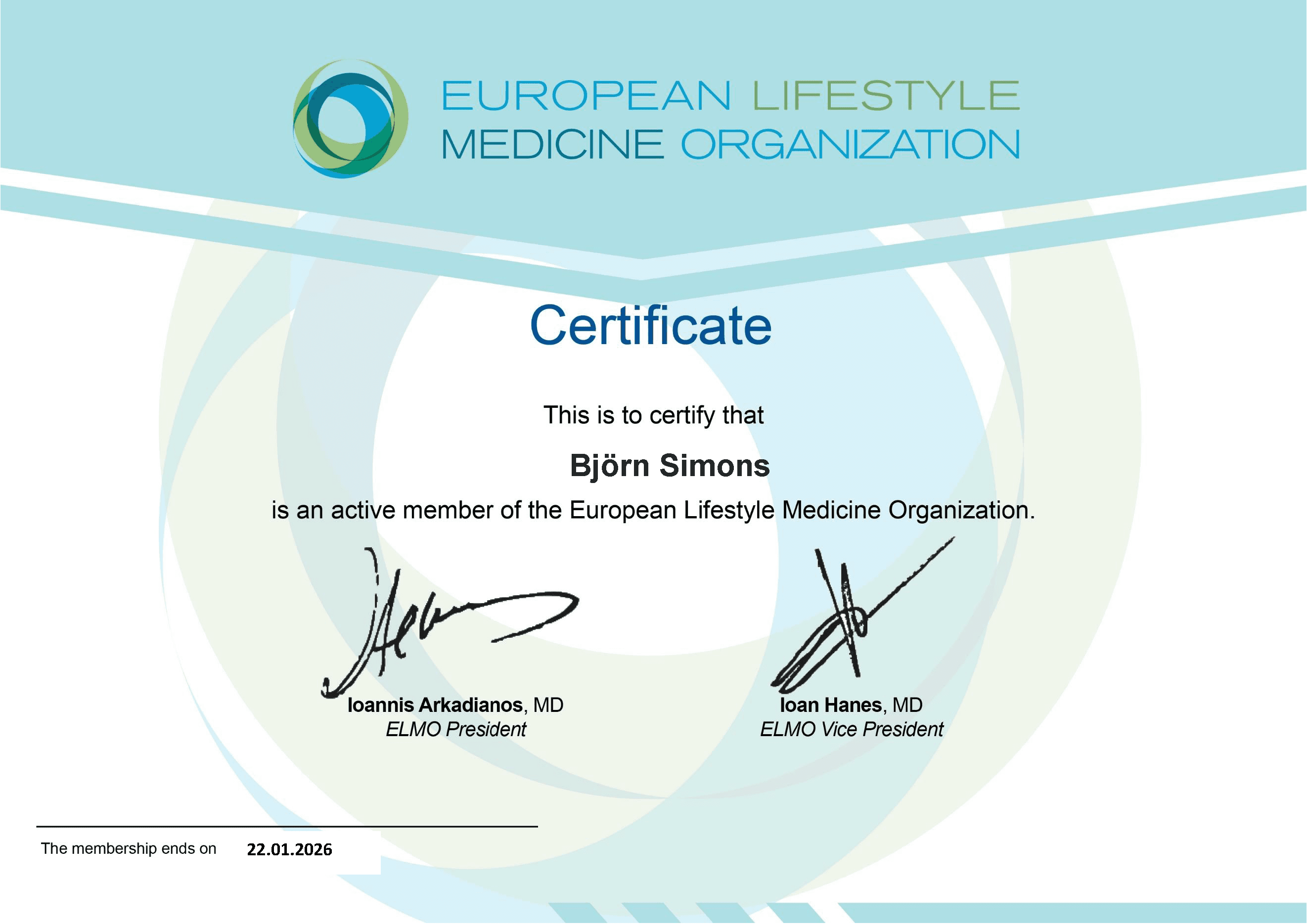 Onze lifestylecoaches en de European Lifestyle Medicine Organisation (ELMO)